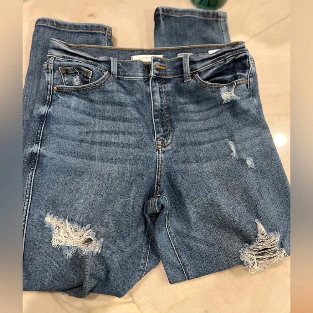 Eunina Distressed Rocky High Rise Boyfriend Jeans Sz 11 - Picture 4 of 7